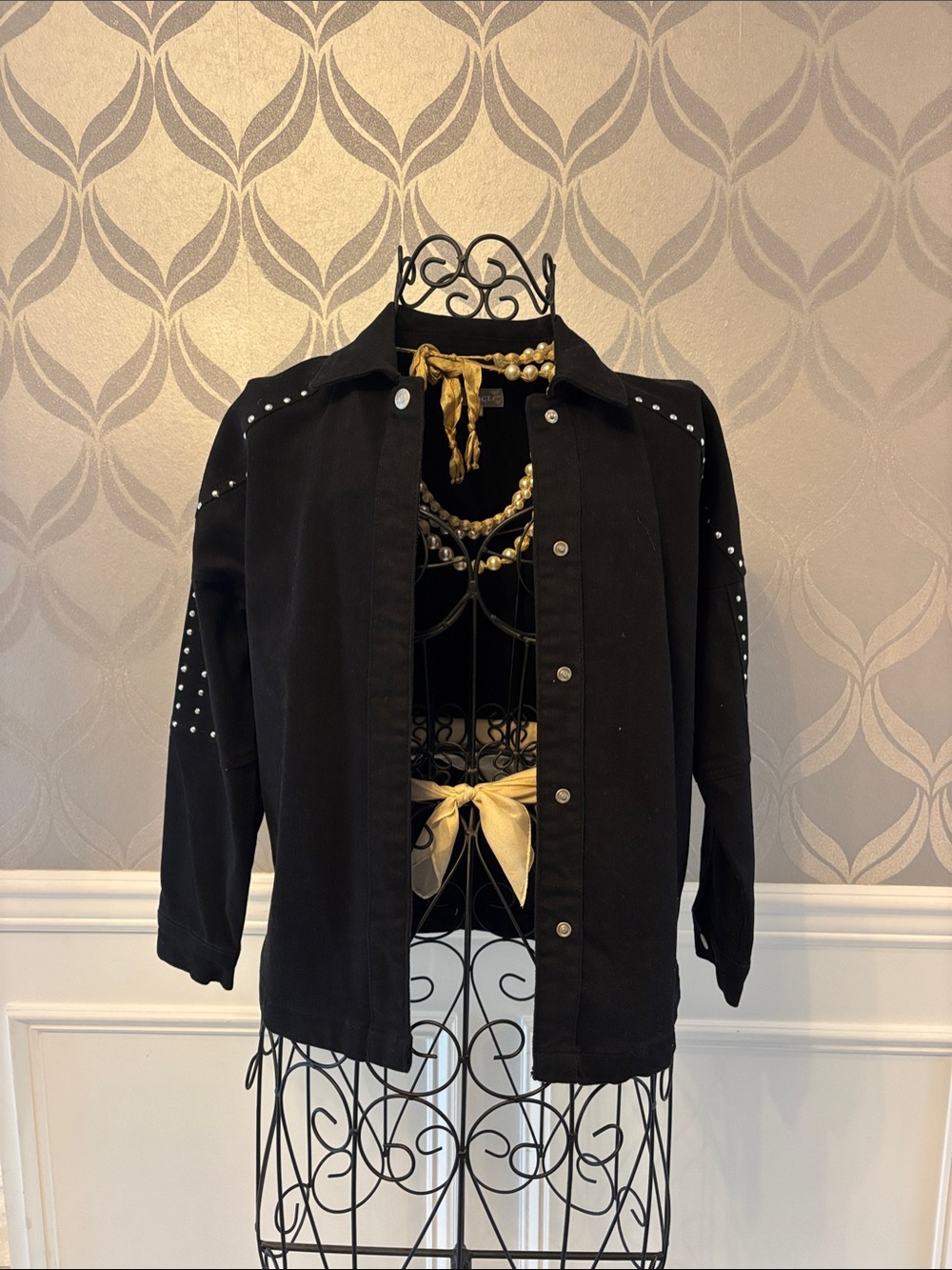 Tractr Black Stud-Trim Jean Jacket